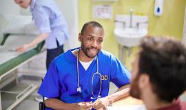 nursing talking to patient