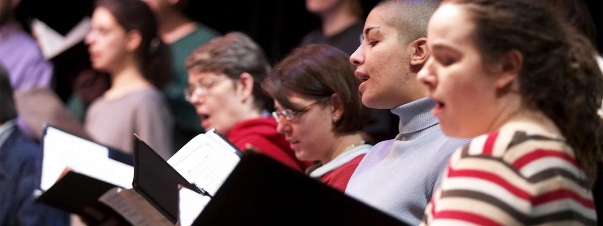 Music Program at Minneapolis College students singing in the choir at Minneapolis College