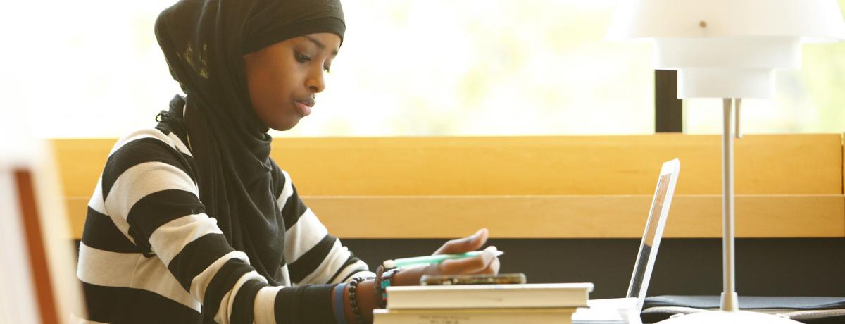 Girl studying at desk