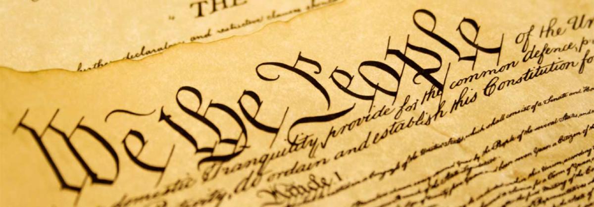American Studies Program at Minneapolis College closeup of "We the People" text of the Constitution