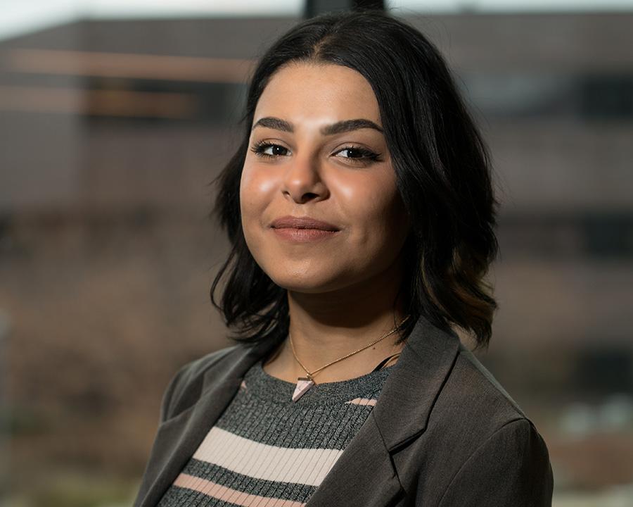 Meriem woman in front of Kopp Center